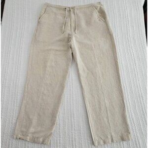 Cubavera Linen Blend Pants Men's XL Tan Wide Leg Resortwear Vacation Beach EUC